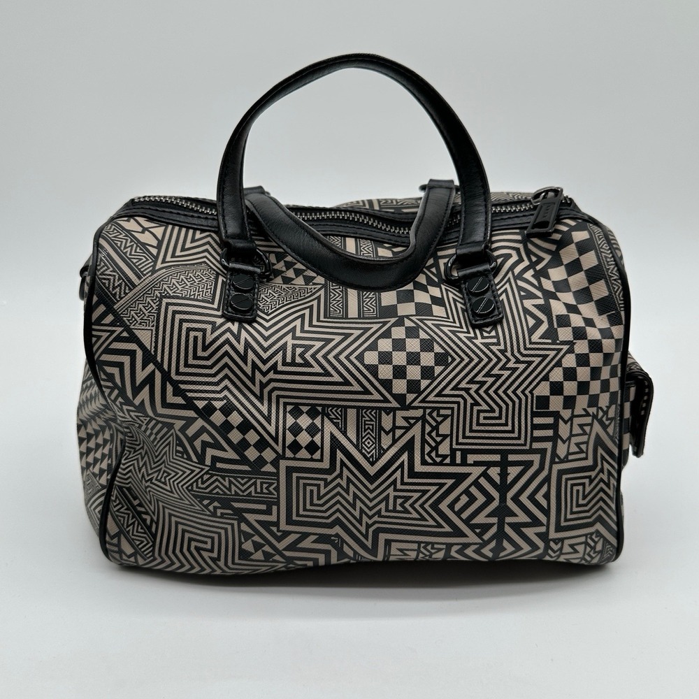 L.A.M.B. Walderston Handbag Black Tribal Geometric Leather Gwen Stefani Y2K‎ NWT